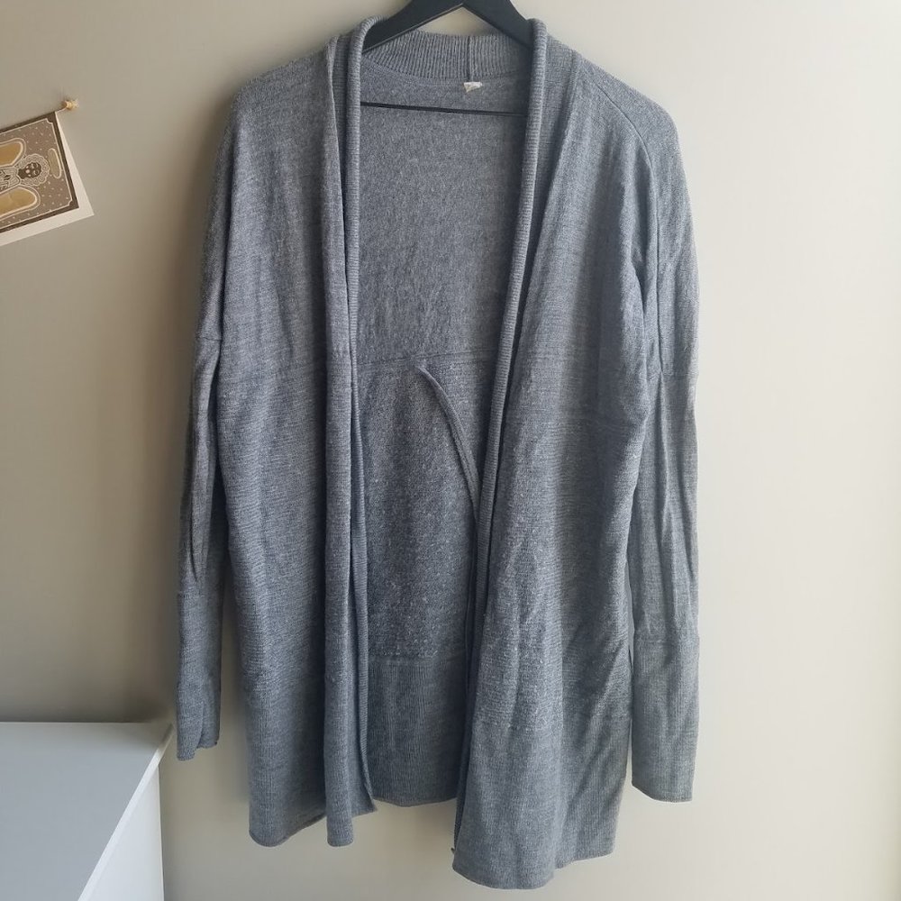 lululemon athletica Gray Open-Front Knit Cardigan